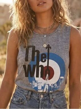 NWT Chaser Gray The Who Graphic Muscle Tank with Blue and Red Target S or M